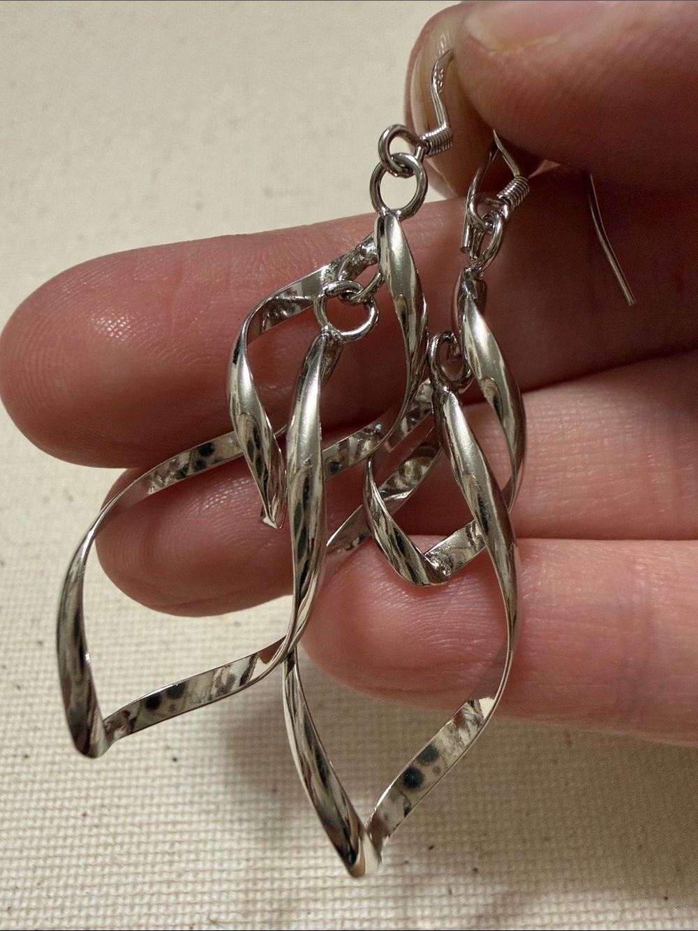 Stunning Sterling Silver 925 Dangling Twisted Drop Earrings